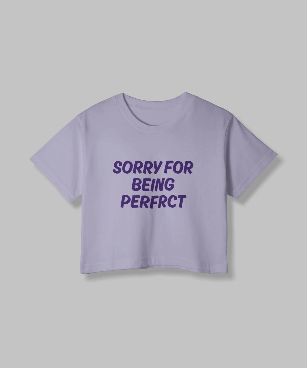 Sorry For Being Perfect | Women Crop Top | Lavender - Avaiya Store