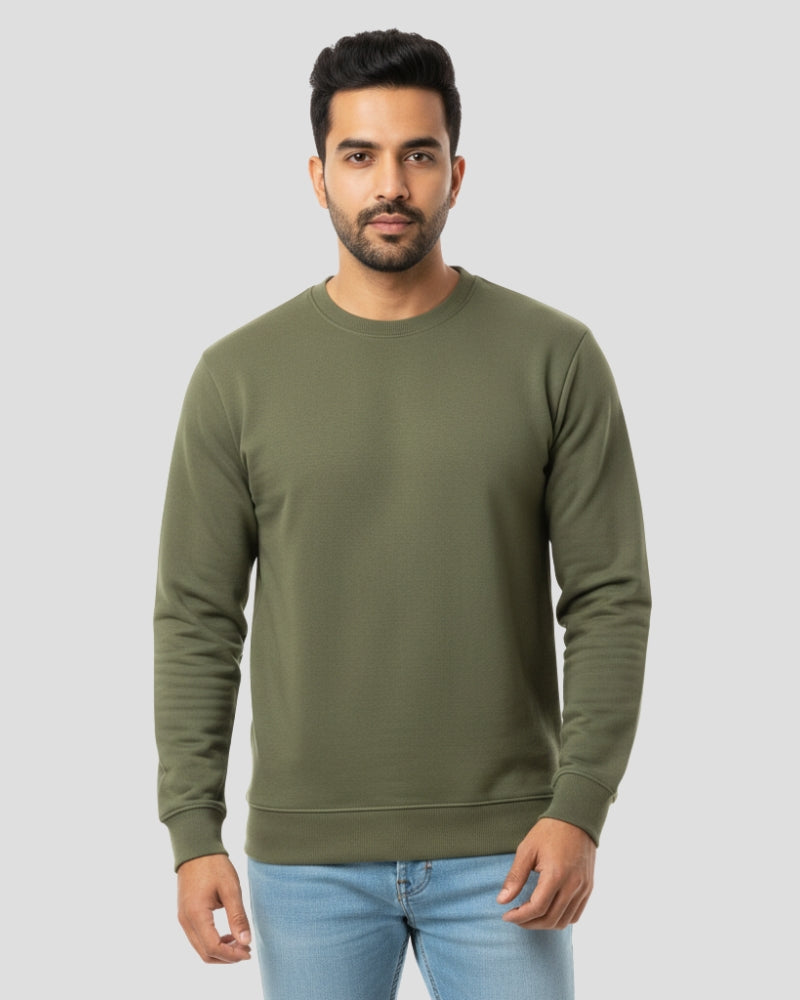 Plain Olive Green Sweatshirt | For Man & Woman