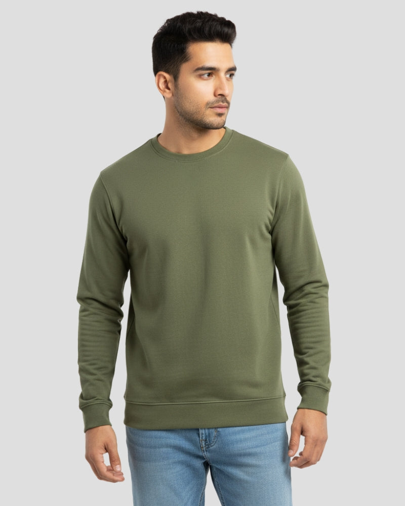 Plain Olive Green Sweatshirt | For Man & Woman
