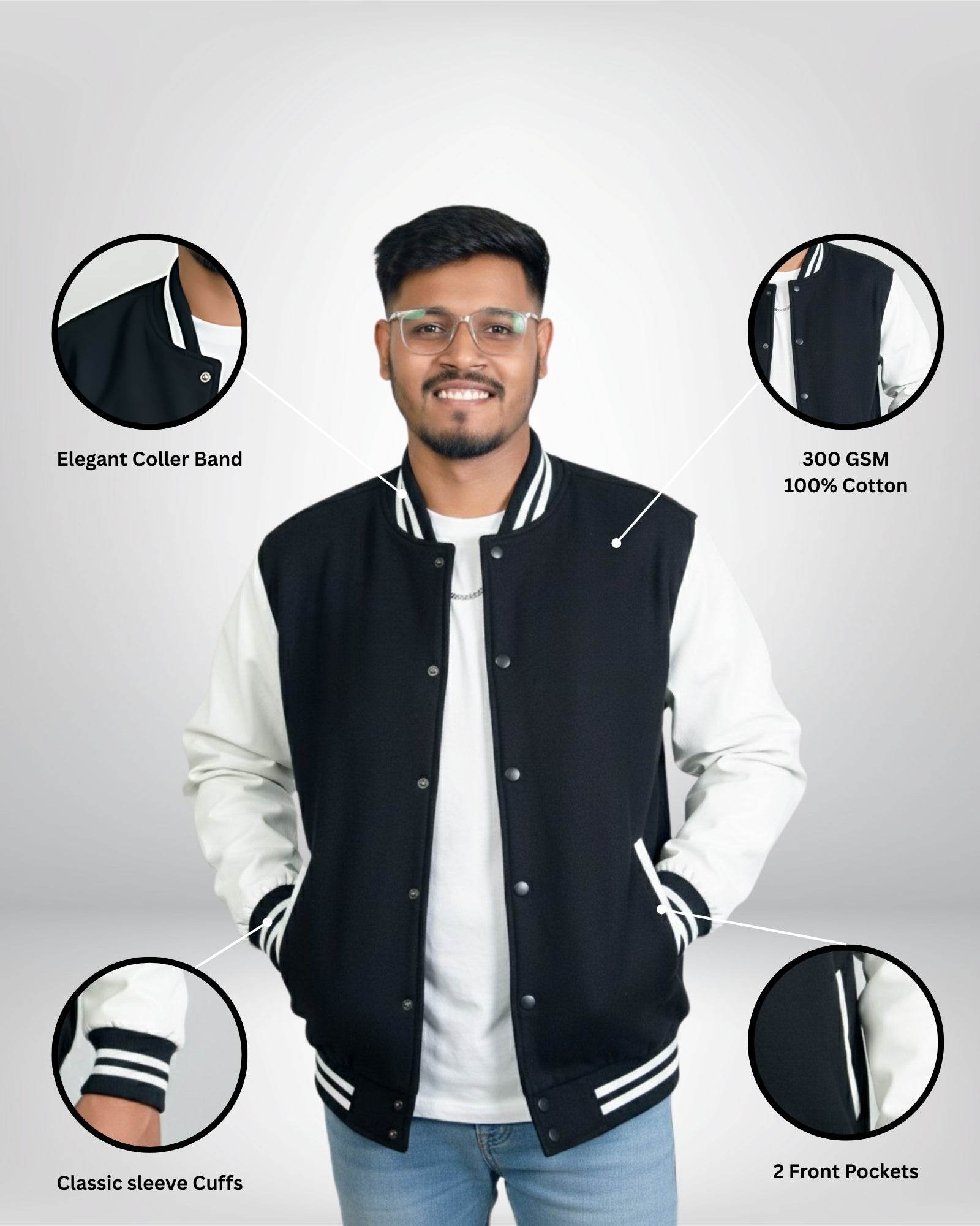 Plain Varsity Jacket | For Man And Woman | Black - Avaiya Clothings