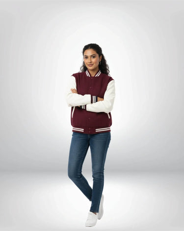 Plain Varsity Jacket | For Man And Woman | Maroon - Avaiya Store